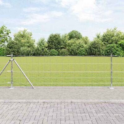 vidaXL Geschweißter Drahtzaun mit Betonfundament 100 x 0,8 m Silber vidaXL Geschweißter Drahtzaun mit Betonfundament 100 x 0,8 m Silber