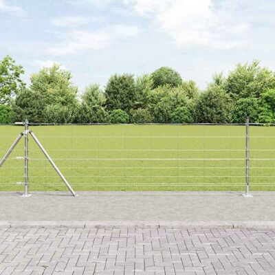 vidaXL Geschweißter Drahtzaun mit Betonfundament 100 x 0,8 m Silber vidaXL Geschweißter Drahtzaun mit Betonfundament 100 x 0,8 m Silber