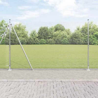 vidaXL Geschweißter Drahtzaun mit Betonsockel 10 x 1,5 m Silber Netz vidaXL Geschweißter Drahtzaun mit Betonsockel 10 x 1,5 m Silber Netz