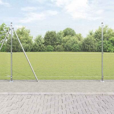 vidaXL Geschweißter Drahtzaun mit Betonsockel 10 x 1,5 m Silber Netz vidaXL Geschweißter Drahtzaun mit Betonsockel 10 x 1,5 m Silber Netz