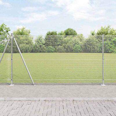 vidaXL Geschweißter Drahtzaun mit Betonsockel 50 x 1,2 m Silber Netz vidaXL Geschweißter Drahtzaun mit Betonsockel 50 x 1,2 m Silber Netz