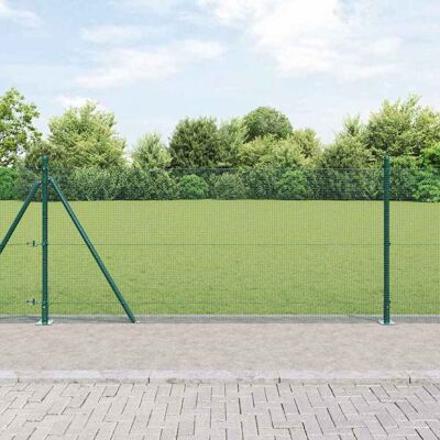 vidaXL Grüne Drahtzaun 0,8x10 m mit 7 Pfosten - Zaun vidaXL Grüne Drahtzaun 0,8x10 m mit 7 Pfosten - Zaun