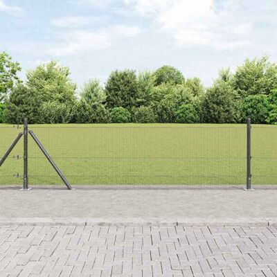 vidaXL Zaun mit 7 Pfosten Flansch Grau 0,4x10 m Stahl vidaXL Zaun mit 7 Pfosten Flansch Grau 0,4x10 m Stahl