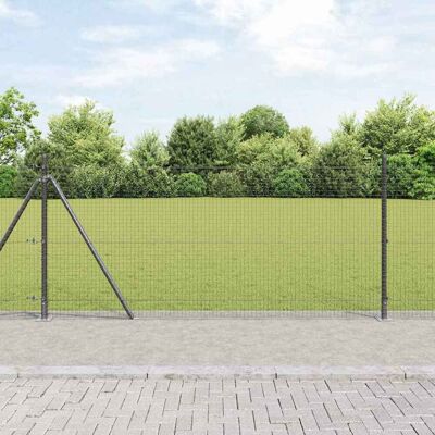 vidaXL Zaun mit 13 Pfosten Grau 0,8x50 m - Zaun vidaXL Zaun mit 13 Pfosten Grau 0,8x50 m - Zaun