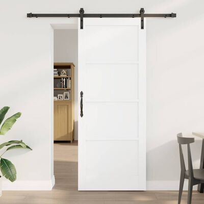 vidaXL Schiebetür Weiß und Schwarz 83 x 211 cm Massives Kiefernholz vidaXL Schiebetür Weiß und Schwarz 83 x 211 cm Massives Kiefernholz