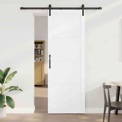 vidaXL Schiebetür Weiß und Schwarz 83 x 232 cm Massives Kiefernholz vidaXL Schiebetür Weiß und Schwarz 83 x 232 cm Massives Kiefernholz