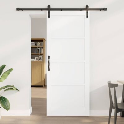 vidaXL Schiebetür Weiß und Schwarz 86 x 211 cm Massives Kiefernholz vidaXL Schiebetür Weiß und Schwarz 86 x 211 cm Massives Kiefernholz
