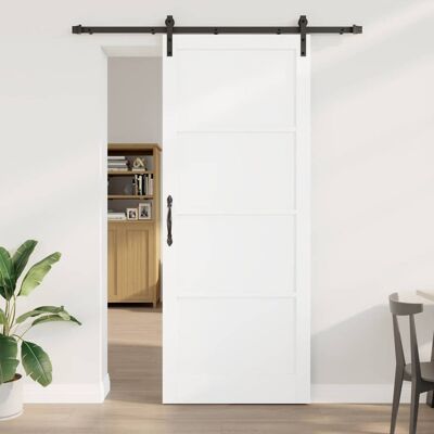 vidaXL Schiebetür Weiß und Schwarz 93 x 232 cm Massives Kiefernholz vidaXL Schiebetür Weiß und Schwarz 93 x 232 cm Massives Kiefernholz
