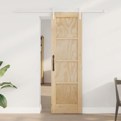 vidaXL Schiebetür Braun 61 x 198,5 cm Massives Kiefernholz vidaXL Schiebetür Braun 61 x 198,5 cm Massives Kiefernholz