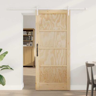 vidaXL Schiebetür Braun 86 x 198,5 cm Massives Kiefernholz vidaXL Schiebetür Braun 86 x 198,5 cm Massives Kiefernholz