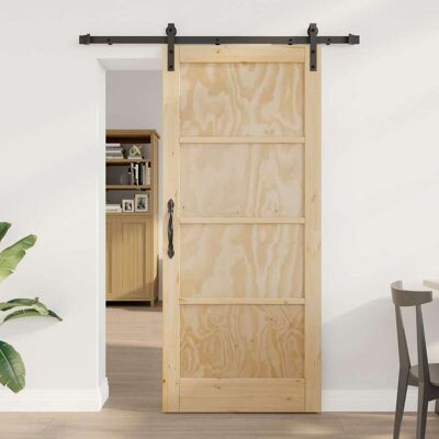 vidaXL Schiebetür Braun 86 x 198,5 cm Massives Kiefernholz vidaXL Schiebetür Braun 86 x 198,5 cm Massives Kiefernholz