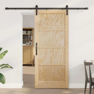 vidaXL Schiebetür Braun 86 x 198,5 cm Massives Kiefernholz vidaXL Schiebetür Braun 86 x 198,5 cm Massives Kiefernholz
