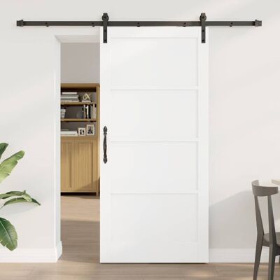 vidaXL Schiebetür Weiß 93 x 202 cm Massives Kiefernholz vidaXL Schiebetür Weiß 93 x 202 cm Massives Kiefernholz