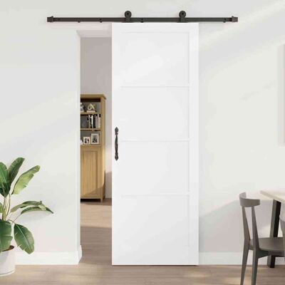 vidaXL Schiebetür Weiß und Schwarz 83 x 232 cm Massives Kiefernholz vidaXL Schiebetür Weiß und Schwarz 83 x 232 cm Massives Kiefernholz