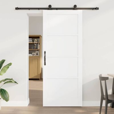 vidaXL Schiebetür Weiß und Schwarz 86 x 211 cm Massives Kiefernholz vidaXL Schiebetür Weiß und Schwarz 86 x 211 cm Massives Kiefernholz