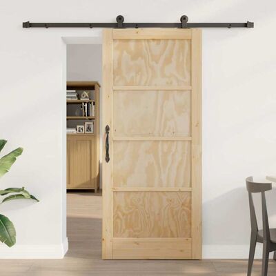 vidaXL Schiebetür Natürlich und Schwarz 86 x 198,5 cm vidaXL Schiebetür Natürlich und Schwarz 86 x 198,5 cm