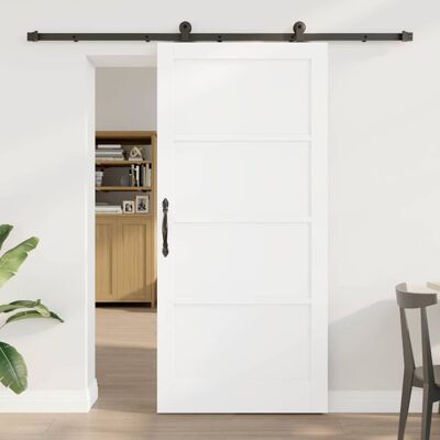 vidaXL Schiebetür ORKDAL Weiß 93 x 202 cm Massives Kiefernholz vidaXL Schiebetür ORKDAL Weiß 93 x 202 cm Massives Kiefernholz