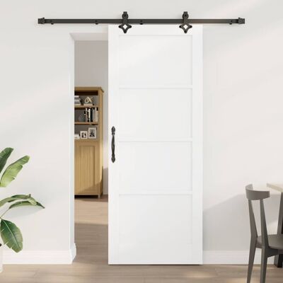 vidaXL Schiebetür Weiß und Schwarz 83 x 211 cm Massives Kiefernholz vidaXL Schiebetür Weiß und Schwarz 83 x 211 cm Massives Kiefernholz