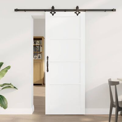 vidaXL Schiebetür Weiß und Schwarz 78 x 202 cm Massives Kiefernholz vidaXL Schiebetür Weiß und Schwarz 78 x 202 cm Massives Kiefernholz