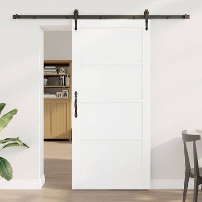 vidaXL Schiebetür ORKDAL Weiß 93 x 202 cm Massives Kiefernholz vidaXL Schiebetür ORKDAL Weiß 93 x 202 cm Massives Kiefernholz