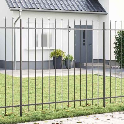 Vidaxl - Cercado de Jardín con Punta de Lanzador Gris 8,5x1,5 m Acero - Grau - 8,5x1,5 m - Gartenzaun Vidaxl - Cercado de Jardín con Punta de Lanzador Gris 8,5x1,5 m Acero - Grau - 8,5x1,5 m - Gartenzaun