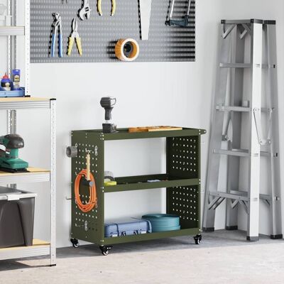 vidaXL Werkzeugwagen Olive Grün 75 x 35 x 73 cm Kaltgewalzter Stahl vidaXL Werkzeugwagen Olive Grün 75 x 35 x 73 cm Kaltgewalzter Stahl