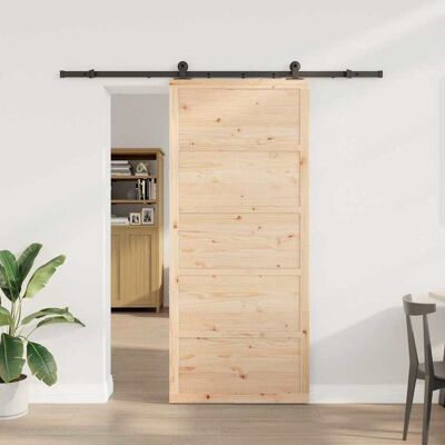 vidaXL Schiebetür Natur 90 x 208 cm Massives Kiefernholz vidaXL Schiebetür Natur 90 x 208 cm Massives Kiefernholz