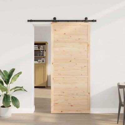 vidaXL Schiebetür Natur 80 x 208 cm Massives Kiefernholz vidaXL Schiebetür Natur 80 x 208 cm Massives Kiefernholz