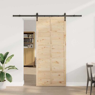 vidaXL Schiebetür Natur 90 x 208 cm Massives Kiefernholz vidaXL Schiebetür Natur 90 x 208 cm Massives Kiefernholz