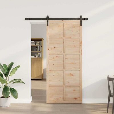 vidaXL Schiebetür Natur 80 x 208 cm Massives Kiefernholz vidaXL Schiebetür Natur 80 x 208 cm Massives Kiefernholz