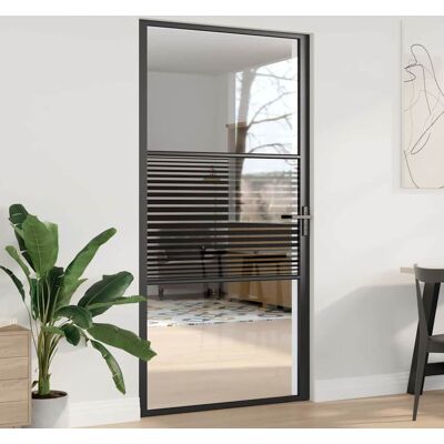 vidaXL Glastür Gestreift Schwarz 102,5 x 3,5 x 201,5 cm Aluminium vidaXL Glastür Gestreift Schwarz 102,5 x 3,5 x 201,5 cm Aluminium