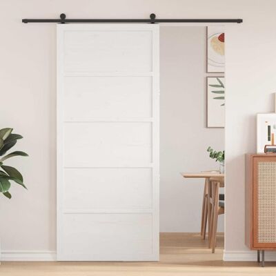 vidaXL Scheunentür Weiß 100 x 2,5 x 208 cm Massives Kiefernholz vidaXL Scheunentür Weiß 100 x 2,5 x 208 cm Massives Kiefernholz