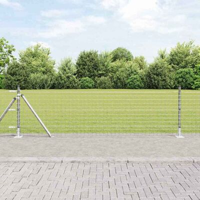 vidaXL Euro-Zaun mit Betonsockel 25 x 0,4 m Verzinkter Stahl Silber vidaXL Euro-Zaun mit Betonsockel 25 x 0,4 m Verzinkter Stahl Silber