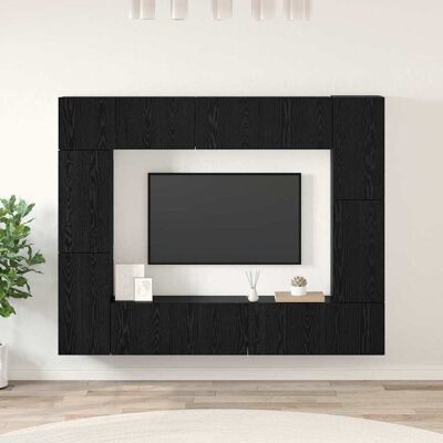 vidaXL TV-Schrankset 8 pcs Schwarz Eichen-Optik Holzwerkstoff vidaXL TV-Schrankset 8 pcs Schwarz Eichen-Optik Holzwerkstoff