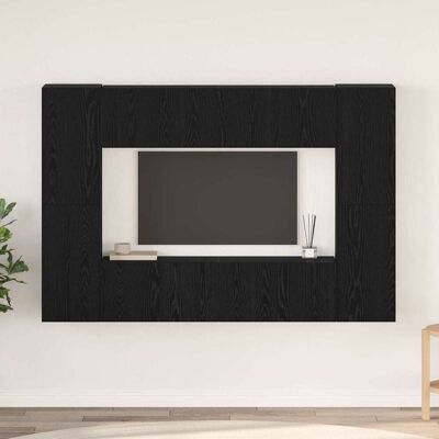 vidaXL TV-Schrankset 8 pcs Schwarz Eichen-Optik Holzwerkstoff vidaXL TV-Schrankset 8 pcs Schwarz Eichen-Optik Holzwerkstoff