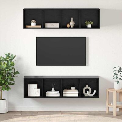 vidaXL TV-Schrankset 3 pcs Schwarz Eichen-Optik Holzwerkstoff vidaXL TV-Schrankset 3 pcs Schwarz Eichen-Optik Holzwerkstoff