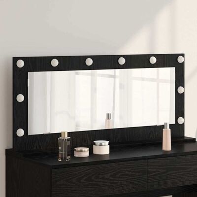 VidaXL Schwarzer Holzspiegel - Badezimmer Spiegel mit LED-Licht VidaXL Schwarzer Holzspiegel - Badezimmer Spiegel mit LED-Licht