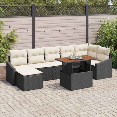 Vidaxl Gartentisch-Set - 8 Stück Poly-Rattan mit Kissen Vidaxl Gartentisch-Set - 8 Stück Poly-Rattan mit Kissen
