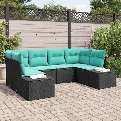 vidaXL Gartensofa-set 6 stk. 6-Sitzanzahl Schwarz und Türkis vidaXL Gartensofa-set 6 stk. 6-Sitzanzahl Schwarz und Türkis