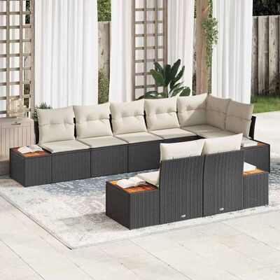 vidaXL Gartensofa-set mit Kissen 8 pcs Schwarz und Creme Polyrattan vidaXL Gartensofa-set mit Kissen 8 pcs Schwarz und Creme Polyrattan