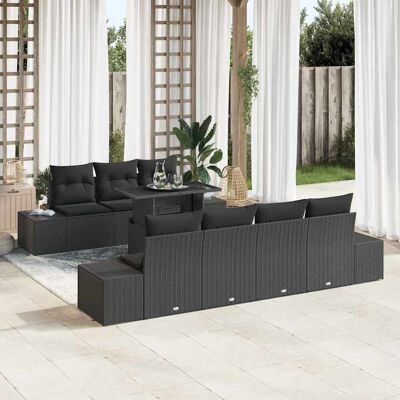 vidaXL Gartensofa-set mit Kissen 8 pcs Schwarz vidaXL Gartensofa-set mit Kissen 8 pcs Schwarz
