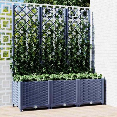 vidaXL Pflanzkübel mit Spalier Blaugrau 120x40x136 cm PP vidaXL Pflanzkübel mit Spalier Blaugrau 120x40x136 cm PP
