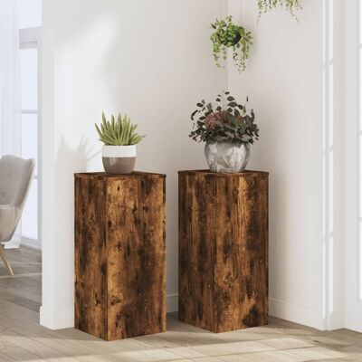 vidaXL Pflanzenständer 2 Stk. Räuchereiche 30x30x70 cm Holzwerkstoff vidaXL Pflanzenständer 2 Stk. Räuchereiche 30x30x70 cm Holzwerkstoff