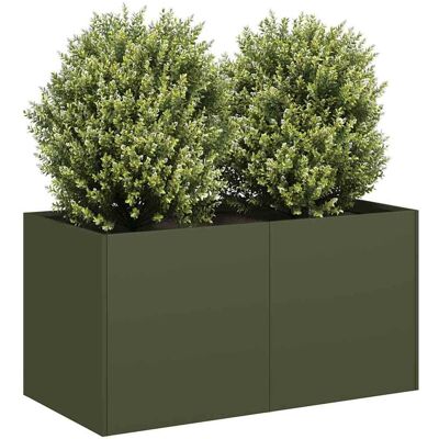 vidaXL Olive Green Stahl Pflanzgefäß 80x40x40 cm - Topf vidaXL Olive Green Stahl Pflanzgefäß 80x40x40 cm - Topf
