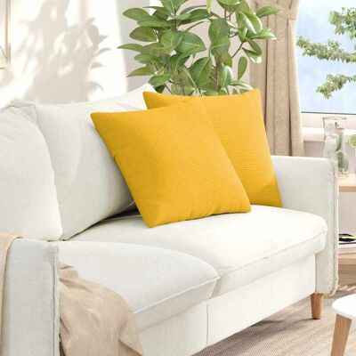 vidaXL Sofakissen 2 pcs Helles Gelb 50 x 50 cm Cordstoff vidaXL Sofakissen 2 pcs Helles Gelb 50 x 50 cm Cordstoff
