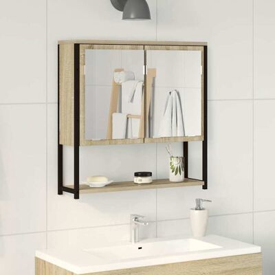 vidaXL Badezimmer Spiegel mit Regal Wandmontiert Beige 60 x 16 x 60 cm vidaXL Badezimmer Spiegel mit Regal Wandmontiert Beige 60 x 16 x 60 cm