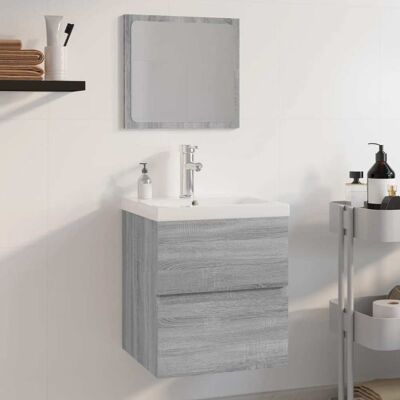 ALTRO Badezimmer-Set mit Waschbecken & Spiegel - Cemento ALTRO Badezimmer-Set mit Waschbecken & Spiegel - Cemento