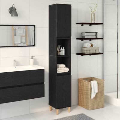 VidaXL Schwarzes Eichen-Badezimmerschrank 30x30x190 cm VidaXL Schwarzes Eichen-Badezimmerschrank 30x30x190 cm