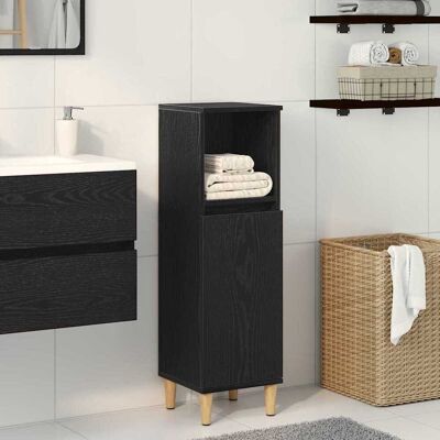 vidaXL Badezimmer Schrank Schwarz Eiche Faserholz 30x30x100 cm - Badezimmer Schrank vidaXL Badezimmer Schrank Schwarz Eiche Faserholz 30x30x100 cm - Badezimmer Schrank