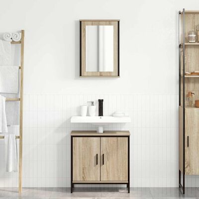 vidaXL Badezimmermöbel-Set mit Regal mit Tür 2 pcs Braun Holzwerkstoff vidaXL Badezimmermöbel-Set mit Regal mit Tür 2 pcs Braun Holzwerkstoff